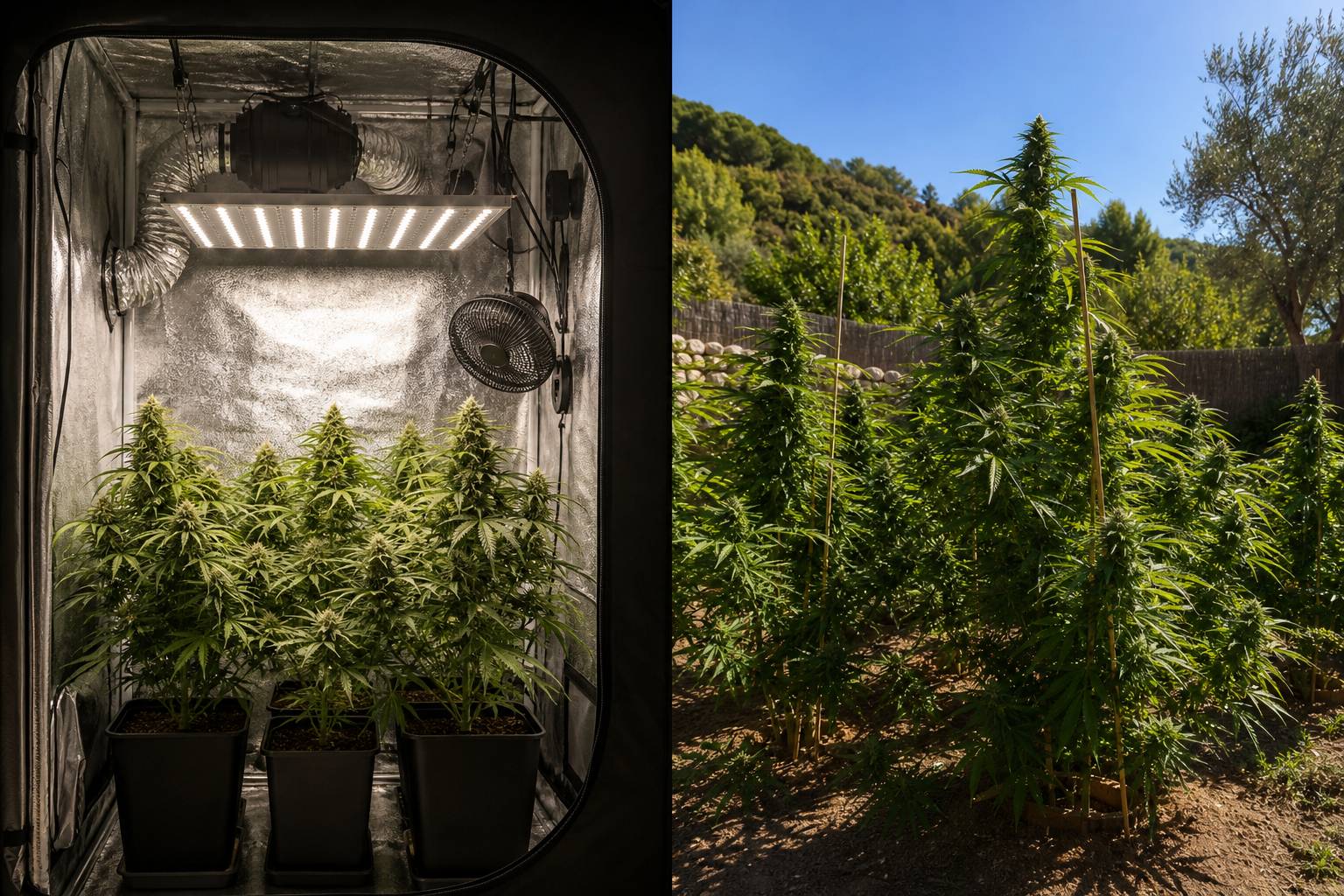 Marihuana de interior vs exterior: diferencias reales